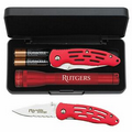 AA Mini Mag-Lite  w/ Cavalier Pocket Knife - Red